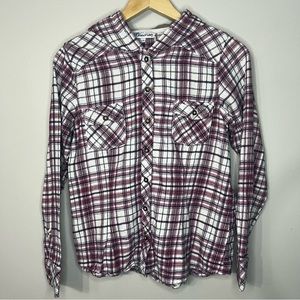 #151 Blue Crush Plaid Button Up Hoodie with Double Pocket